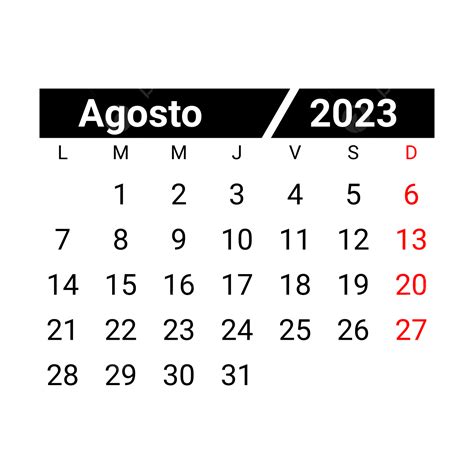 2023 Agosto Calendario Español PNG , 2023 Agosto Español, 2023 ...
