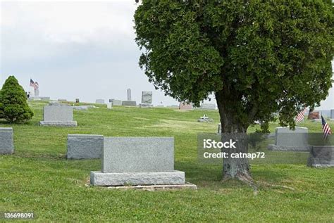 Blank Cemetery Headstone And Tree Stock Photo - Download Image Now ...