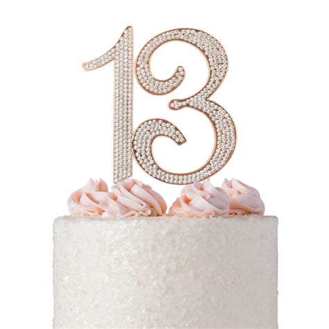 13 Birthday Cake Topper ROSE GOLD Number Thirteen Cake | Etsy