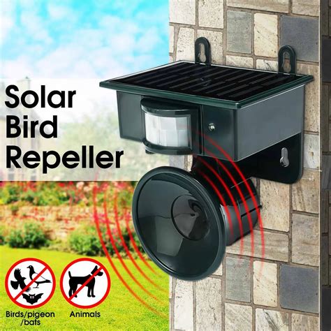 Outdoor Garden Repellent Solar Powered Ultrasonic Pest Bird Cat Dog ...