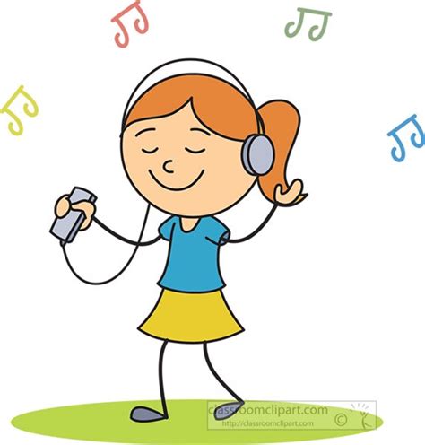 Entertainment Clipart - girl-wearing-headphones-listening-music - Classroom Clipart