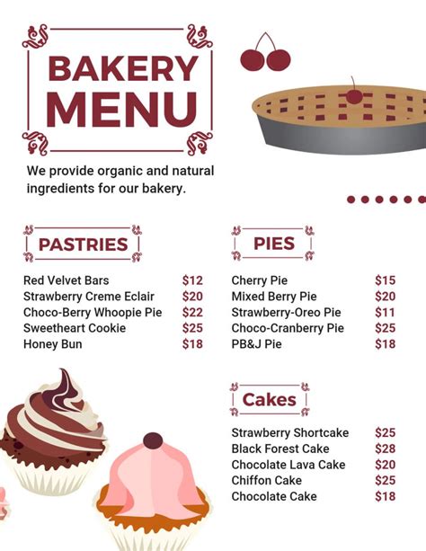 Bakery Menu Design Ideas, Examples, and Samples