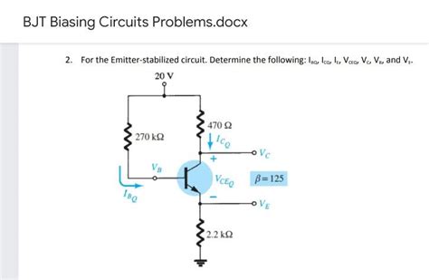 Solved BJT Biasing Direction: Show your complete and clear | Chegg.com