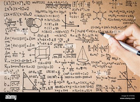 hand writing math formula on brown paper or education background Stock Photo - Alamy