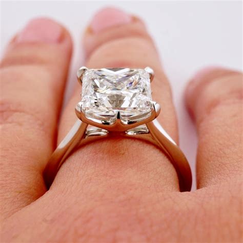 GIA Certified Engagement Ring Set with 4.02 Carat Princess Cut Diamond at 1stDibs