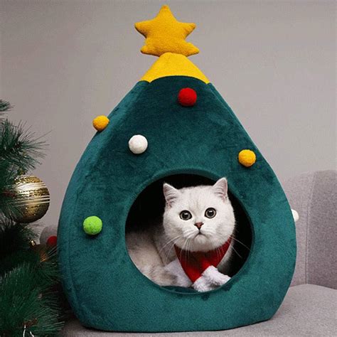 Amazon.com: Christmas Tree Cat Bed, FunDiscount 2020 New Christmas Cozy ...