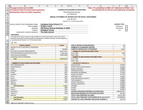 ASA11Form statement of affairs 2011 - Kankakee School District #111