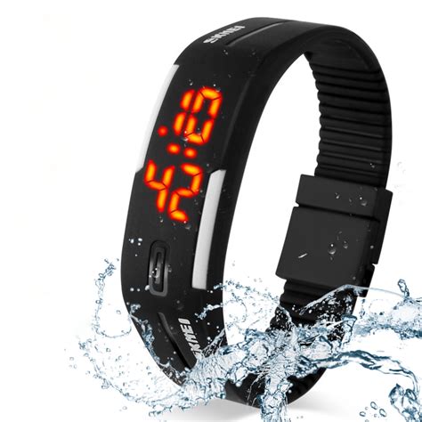 Silicone Waterproof Watch, TSV Men Women Bracelet Watch with LED ...