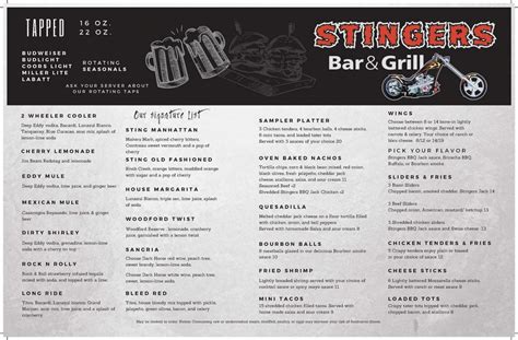 Our Menu - Stingers Bar and Grill