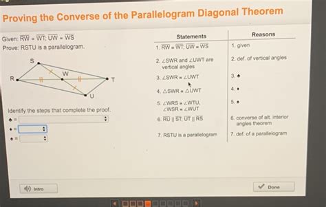 Solved Proving the Converse of the Parallelogram Diagonal | Chegg.com