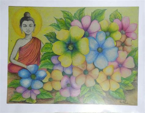 Buddha #2 - Indian Art (Size A4) - International Indian Folk Art Gallery