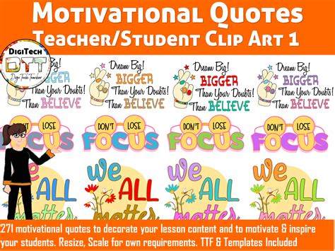 Motivational Student Quote Clip Art 1, Inspirational Quotes, Student Quotes | Teaching Resources