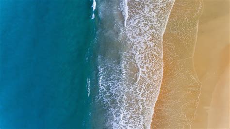 Sea Waves Foam Shore Beach Aerial View 4K HD Nature Wallpapers | HD Wallpapers | ID #114660