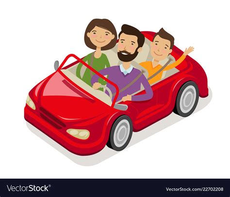 Family travels by car cartoon Royalty Free Vector Image