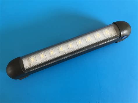 LED 8"/200mm Portable/Battery Operated LED Bimini Light - Black Surround - Cool White LEDs - 12V