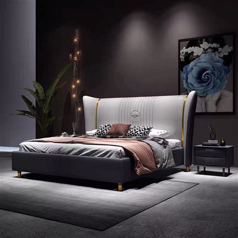 New Design Bedroom Wood Home Furniture Modern Simple Leather Luxury ...