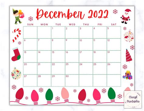 Printable December Calendar 2023 Christmas Calendar Holiday - Etsy | December calendar ...