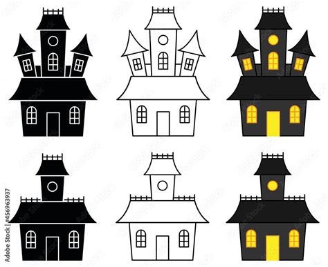 Halloween Haunted House Clipart Black