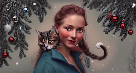 young woman, cat on shoulder, photorealistic eyes, a... | OpenArt