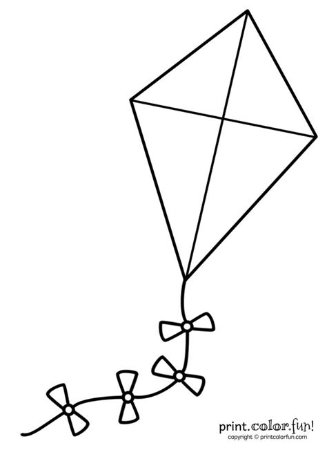 Big kite coloring page - Print. Color. Fun! | Kite template, Kite ...