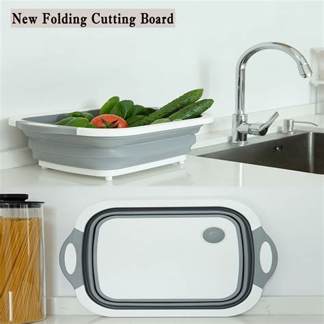 NK HOME Collapsible Dish Tub, 3 in 1 Foldable Food Strainers Dishpan Colander Over the Sink ...