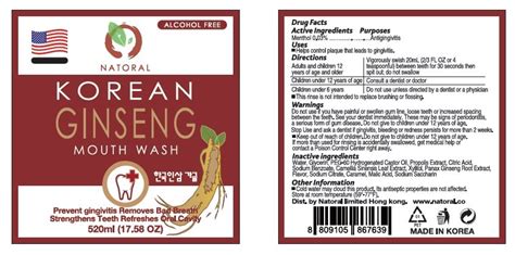 Natoral Korean Ginseng (mouthwash) Natoral Limited