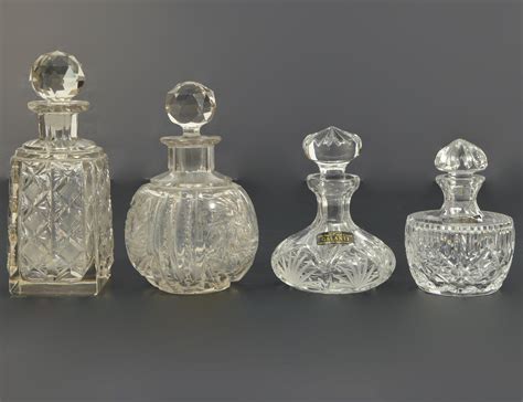 Lot - 4 Antique Cut Crystal Perfume Bottles