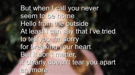 Adele - Hello (Lyrics) - YouTube