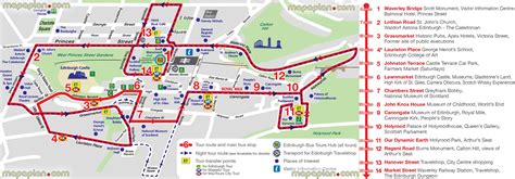 Edinburgh map - Hop-on hop-off bus map of Edinburgh City sightseeing ...