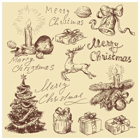 Vintage christmas illustration vector Free Vector / 4Vector Christmas Card Stock, Christmas ...