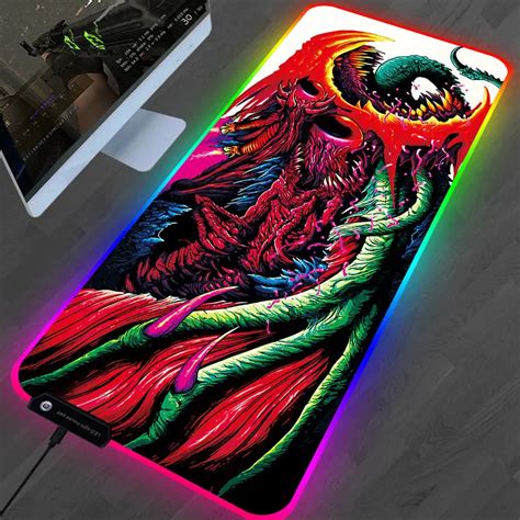 Large RGB Gaming Mouse Pad XL CS GO Mousepad Gamer LED Lighting Hyper ...