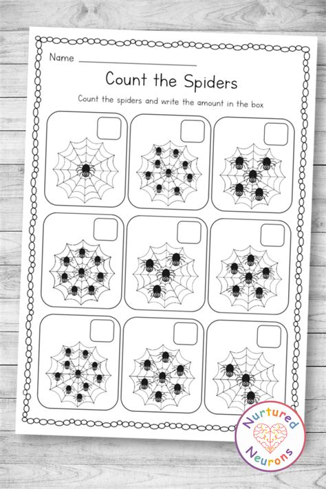 Spider Counting Worksheets