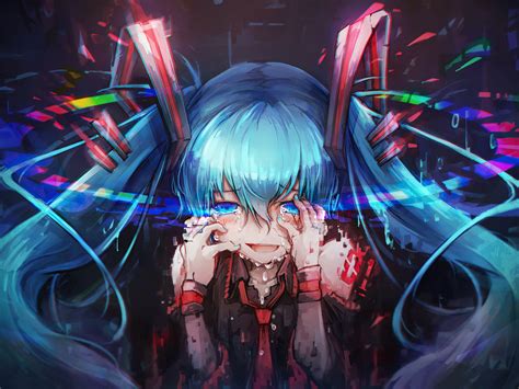 1600x1200 Hatsune Miku Vocaloid Crying 4k Wallpaper,1600x1200 ...