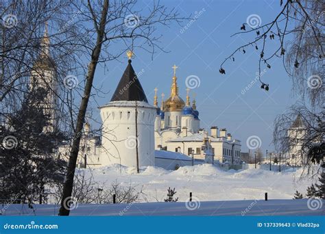 Tobolsk Kremlin, Tobolsk, Siberia, Russia. Editorial Stock Photo - Image of monastery, blue ...