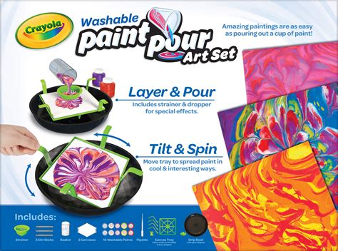 Crayola Paint Pour Art Washable Paint Set, Beginner Unisex Child, 21 Pieces - Walmart.com