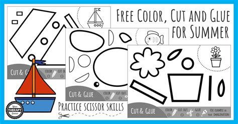 Color Cut Glue Scissor Summer Practice - Your Therapy Source