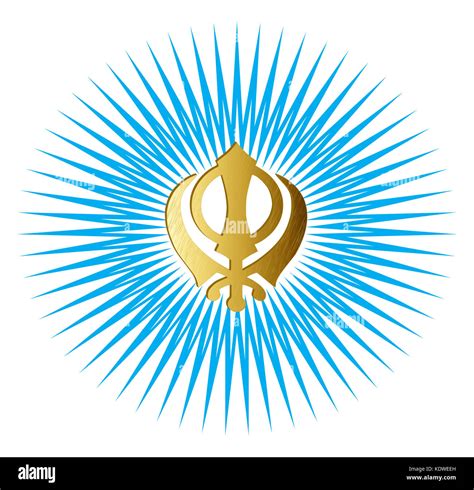 The main symbol of Sikhism – sign Khanda made of gold metal. Gradient ...