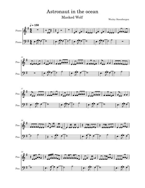 Astronaut in the ocean – Masked Wolf Sheet music for Piano (Solo ...