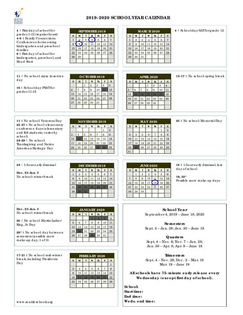 Seattle Public Schools Staff Calendar 2024-25 Pdf - April 2024 ...