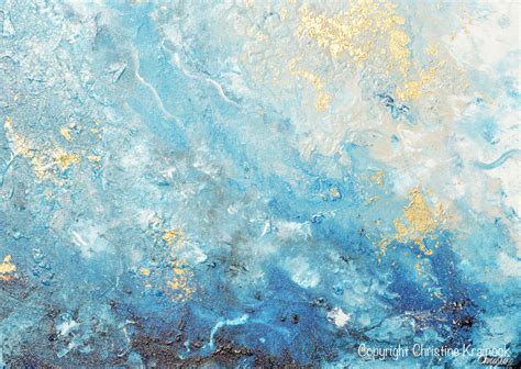 ORIGINAL Art Modern Blue Abstract Painting Navy White Grey Gold Leaf C – Contemporary Art by ...