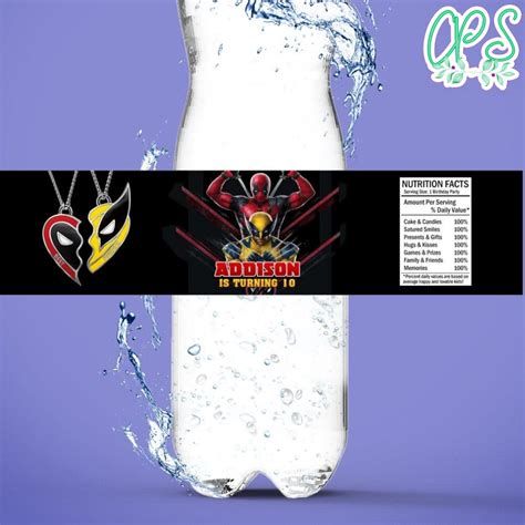 Deadpool & Wolverine Birthday Water Bottle Label Template | CustomPartyShirts