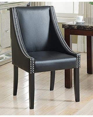 Antique style furnishing with leather dining chairs with nailheads | Black leather dining chairs ...