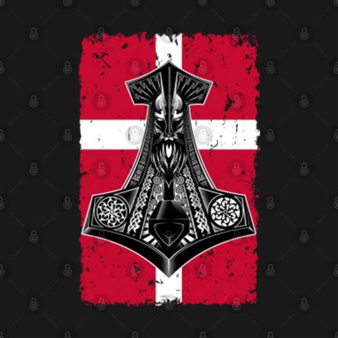 Denmark Viking Flag with Thor's Hammer Viking Shirts. - Viking - T ...