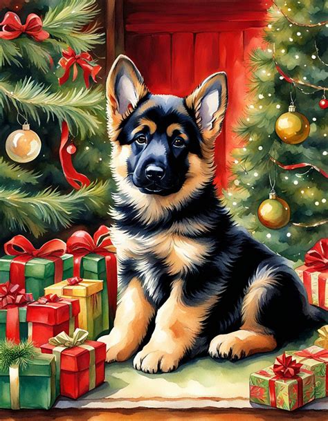 German Shepherd Puppy Christmas Free Stock Photo - Public Domain Pictures