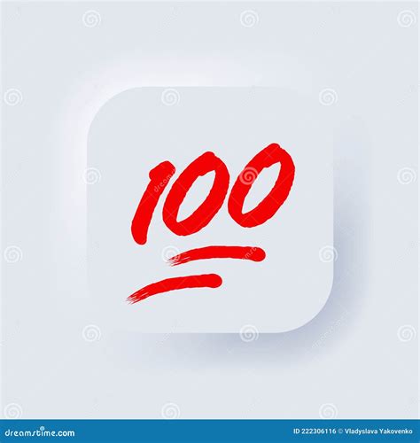 100 Percent Emoji. One Hundred Percent Sign. Neumorphic UI UX White ...