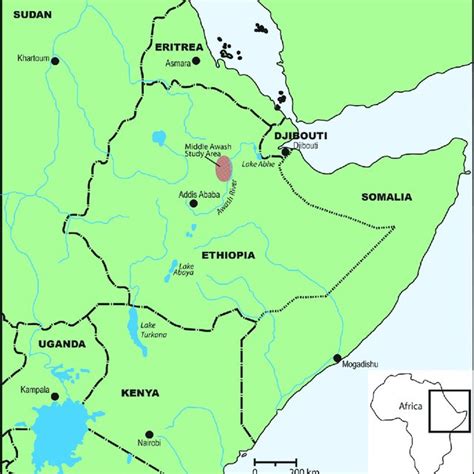 Ethiopian Highlands Mountains Map