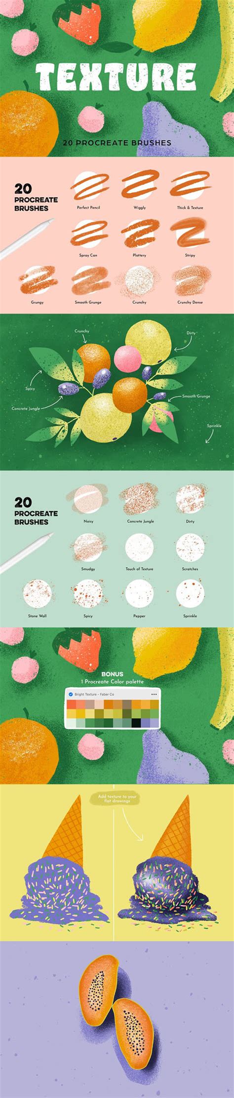 20 Texture Brushes for Procreate | Brushes for Photoshop