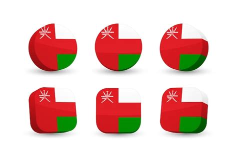 Premium Vector | Oman flag 3d vector illustration button flag of oman isolated on white