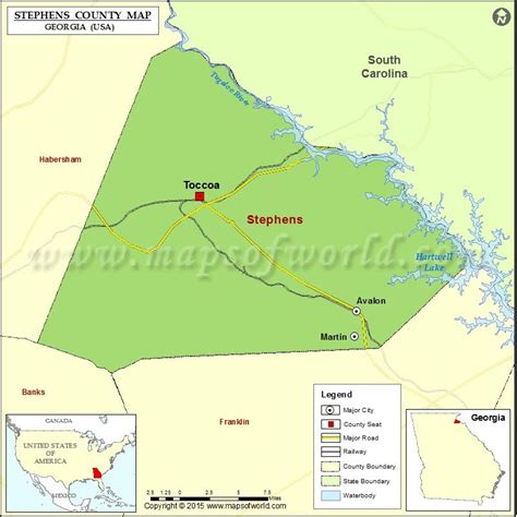 Stephens County Map, Map of Stephens County Georgia | County map, Map ...