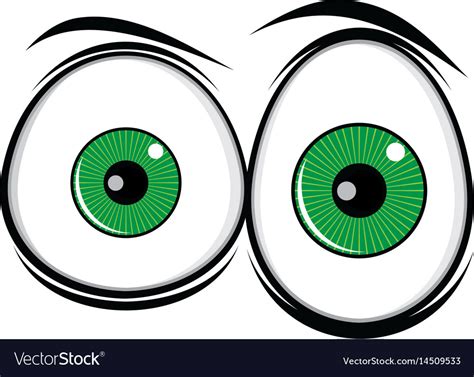 Cartoon funny green eyes for comics design art Vector Image